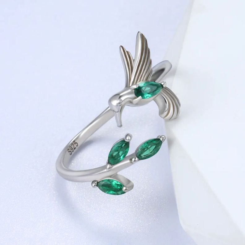 Anillo Colibrí Ajustable Plata 925-1