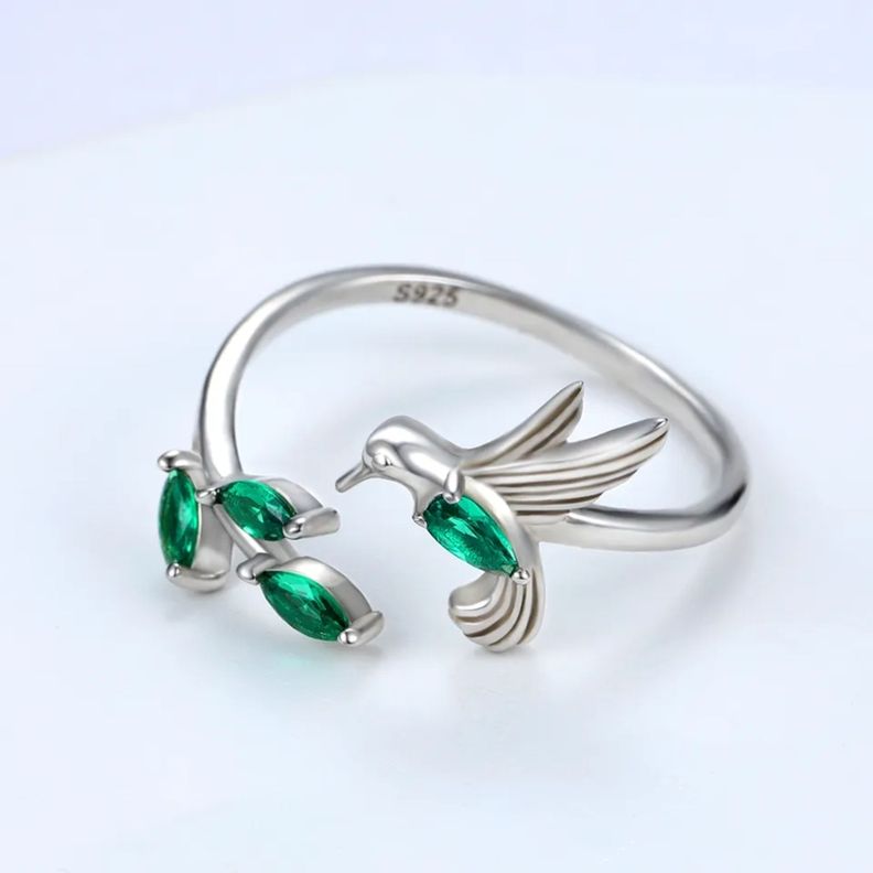 Anillo Colibrí Ajustable Plata 925-2