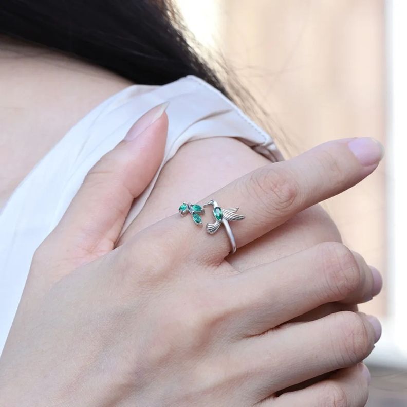 Anillo Colibrí Ajustable Plata 925-3