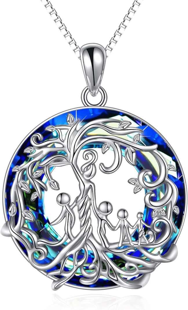 Collar Mamá Cuatro Hijos Plata 925 Cristal-0