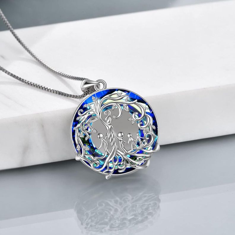 Collar Mamá Cuatro Hijos Plata 925 Cristal-1