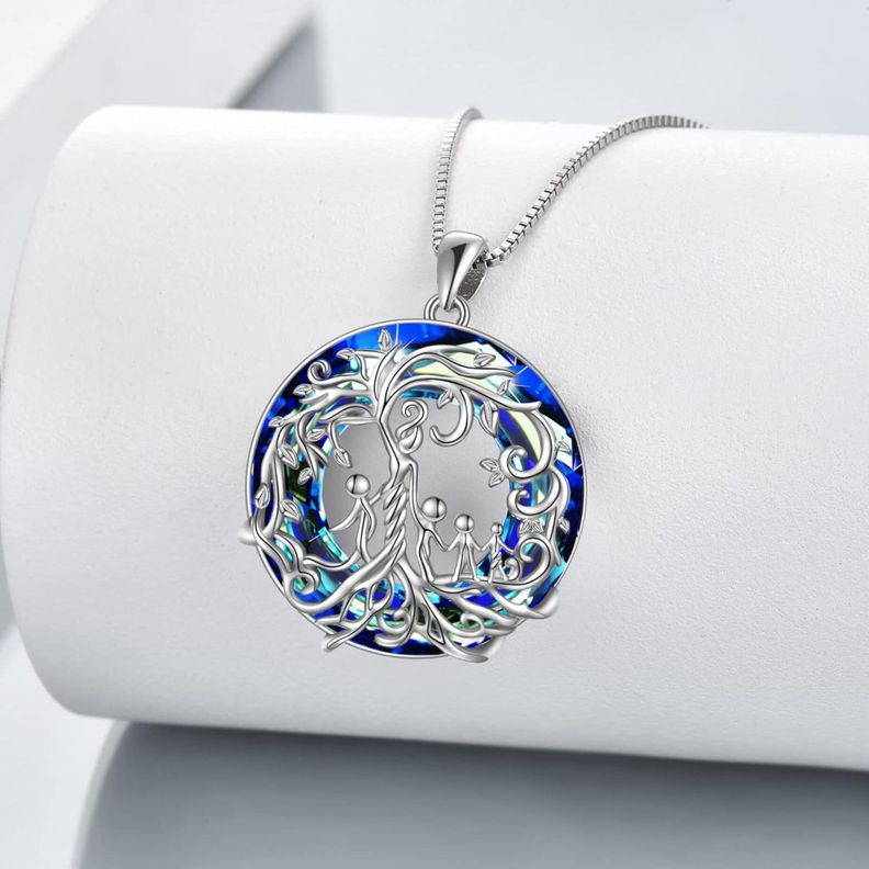 Collar Mamá Cuatro Hijos Plata 925 Cristal-2