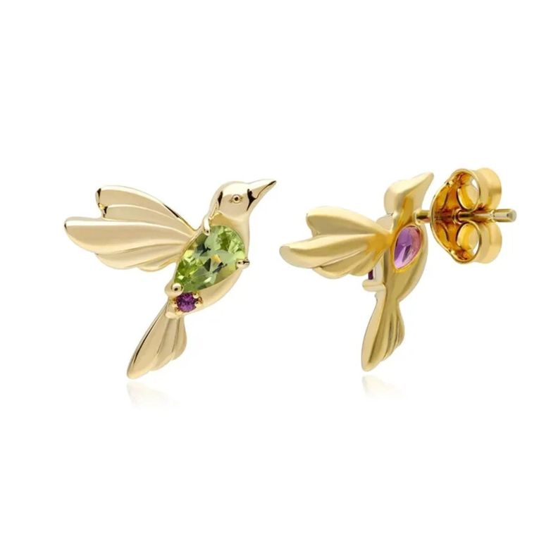 Aros Colibrí Plata 925 Baño Oro-1