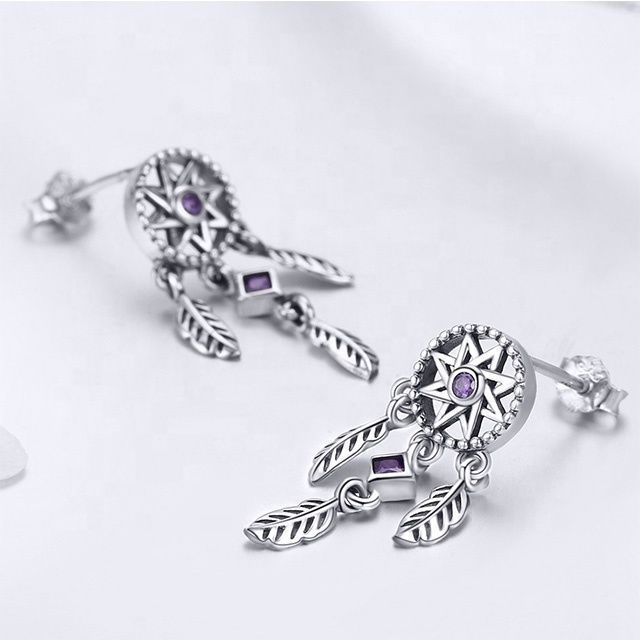 Aros Atrapasueños Plata 925 Amatista-2