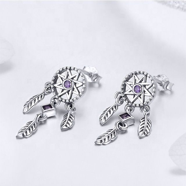Aros Atrapasueños Plata 925 Amatista-1