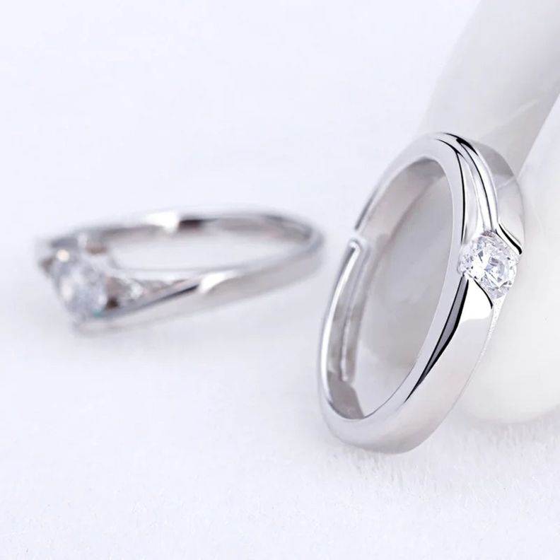 Anillos Pareja Ajustables Plata S925 Elegantes Ilusiones-1