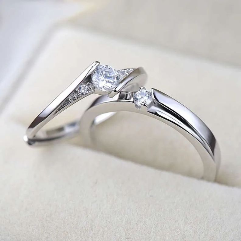 Anillos Pareja Ajustables Plata S925 Elegantes Ilusiones-2