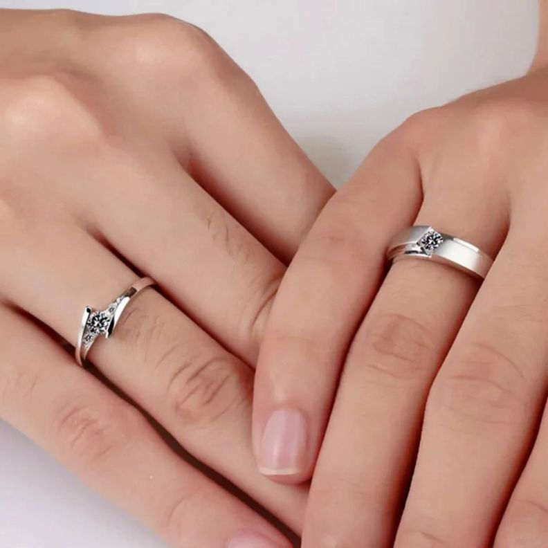 Anillos Pareja Ajustables Plata S925 Elegantes Ilusiones-4