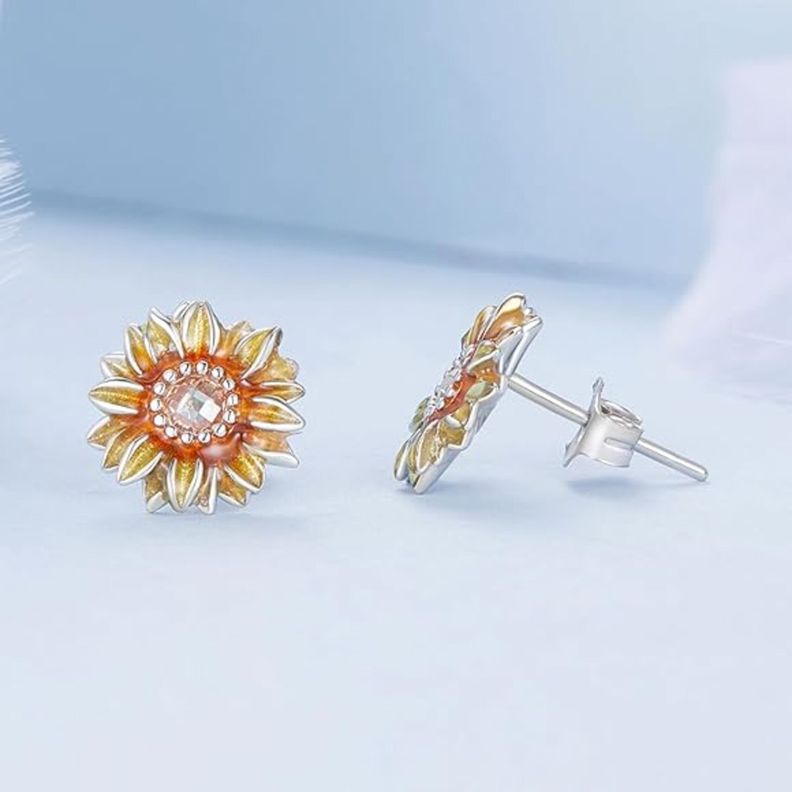 Aros Girasol Moda Plata 925-1