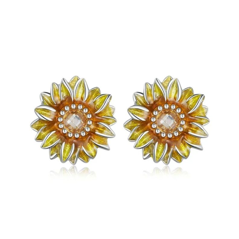 Aros Girasol Moda Plata 925