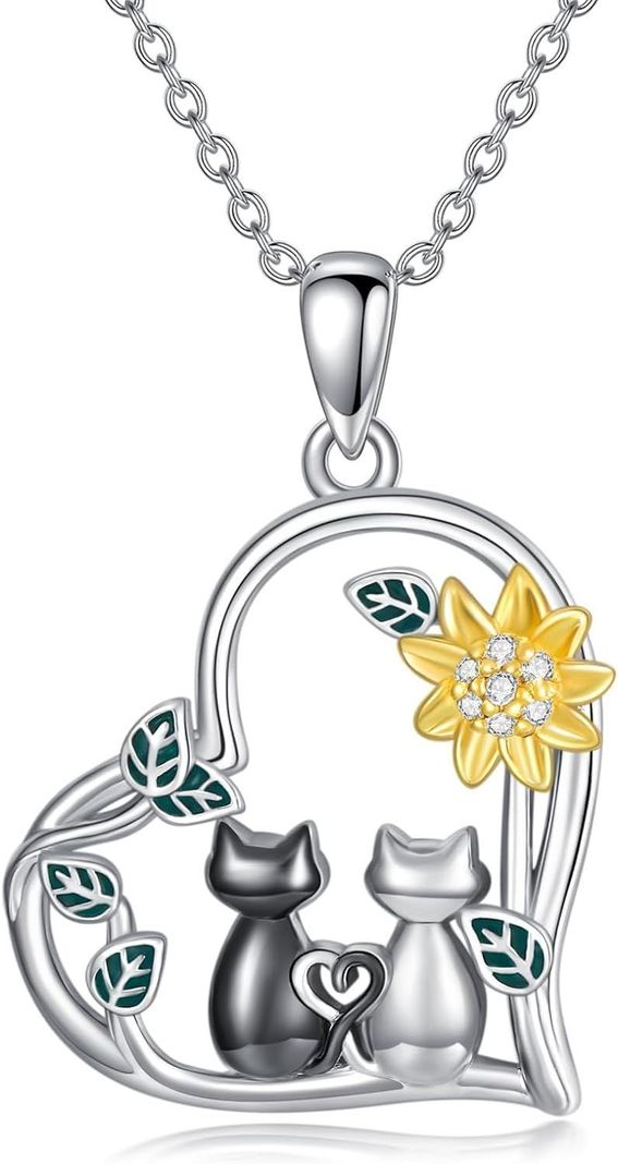 Collar gatos girasol plata 925-0