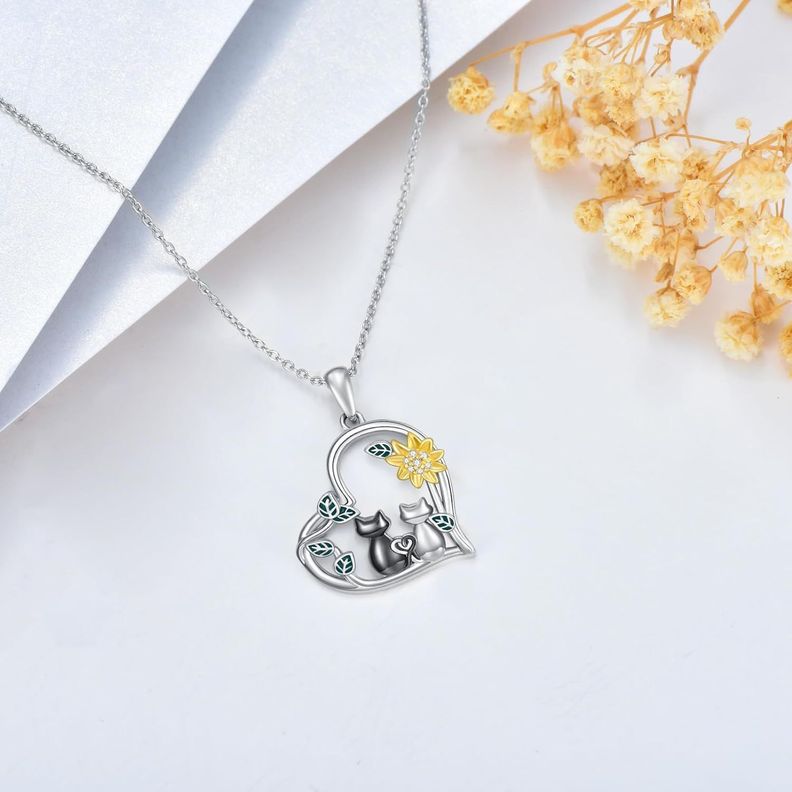 Collar gatos girasol plata 925-1