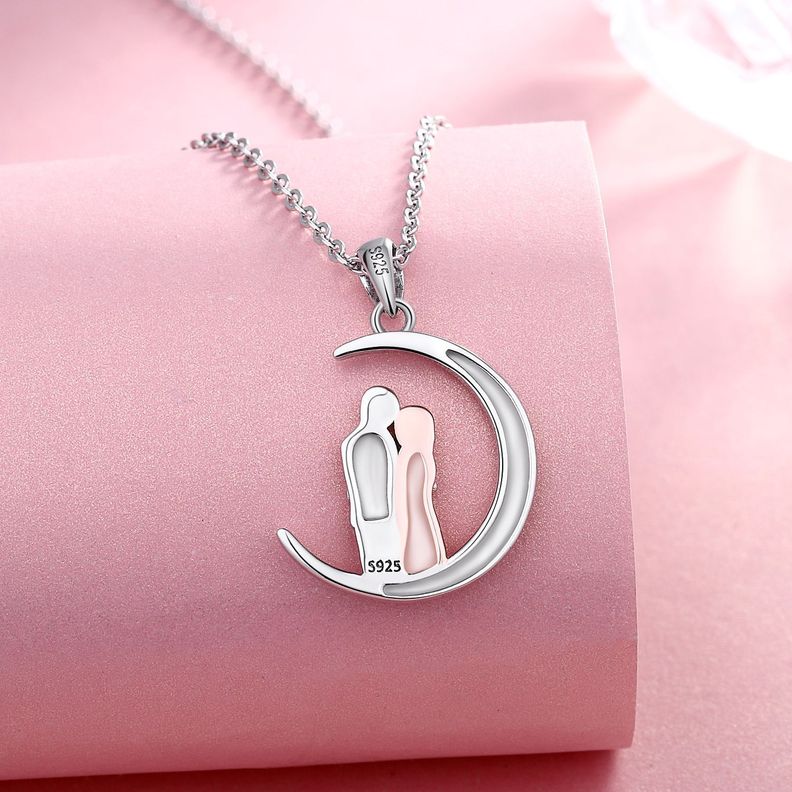 Collar Pareja Plata 925 Luna Amor-1