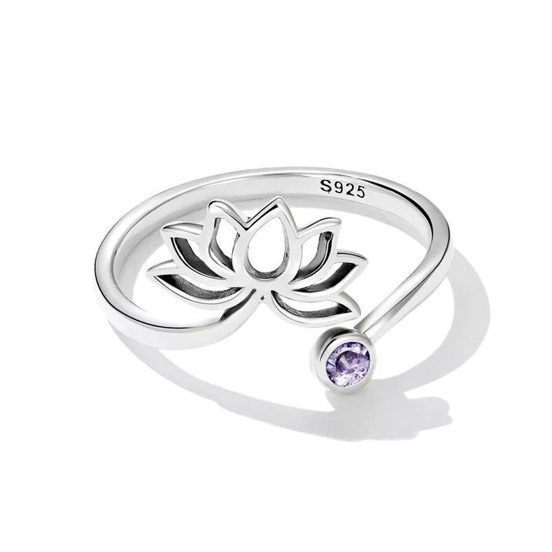 Anillo Flor De Loto Ajustable Plata 925-1