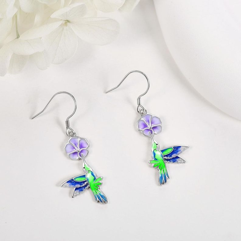 Aros Colibrí Multicolor Plata 925-2