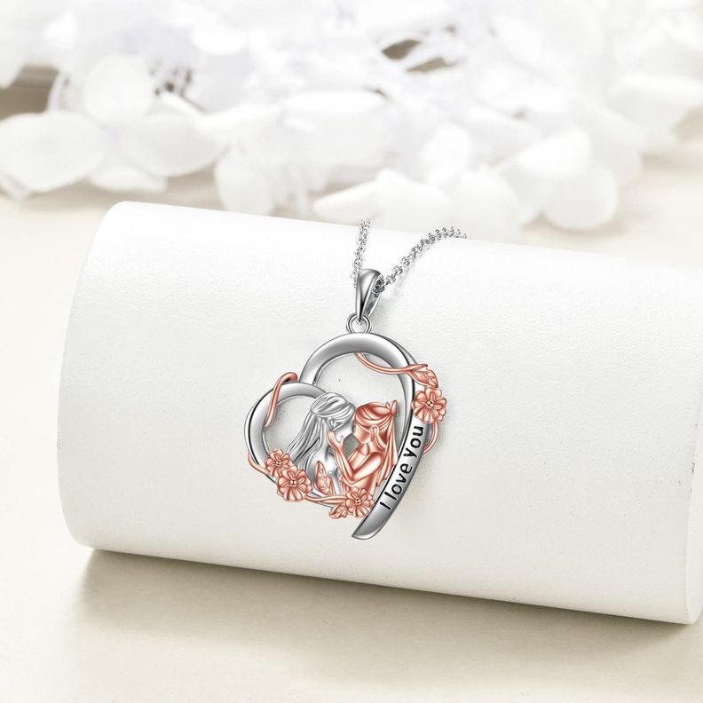 Collar Mamá Hija Corazón Plata 925-1