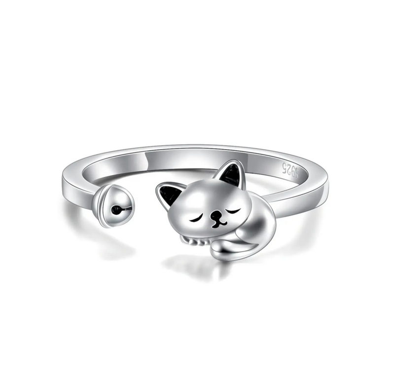 Anillo Gato Plata 925 Ajustable-0
