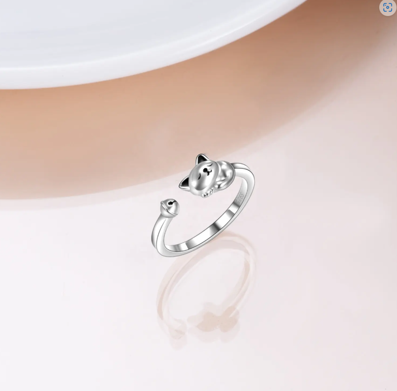 Anillo Gato Plata 925 Ajustable-3