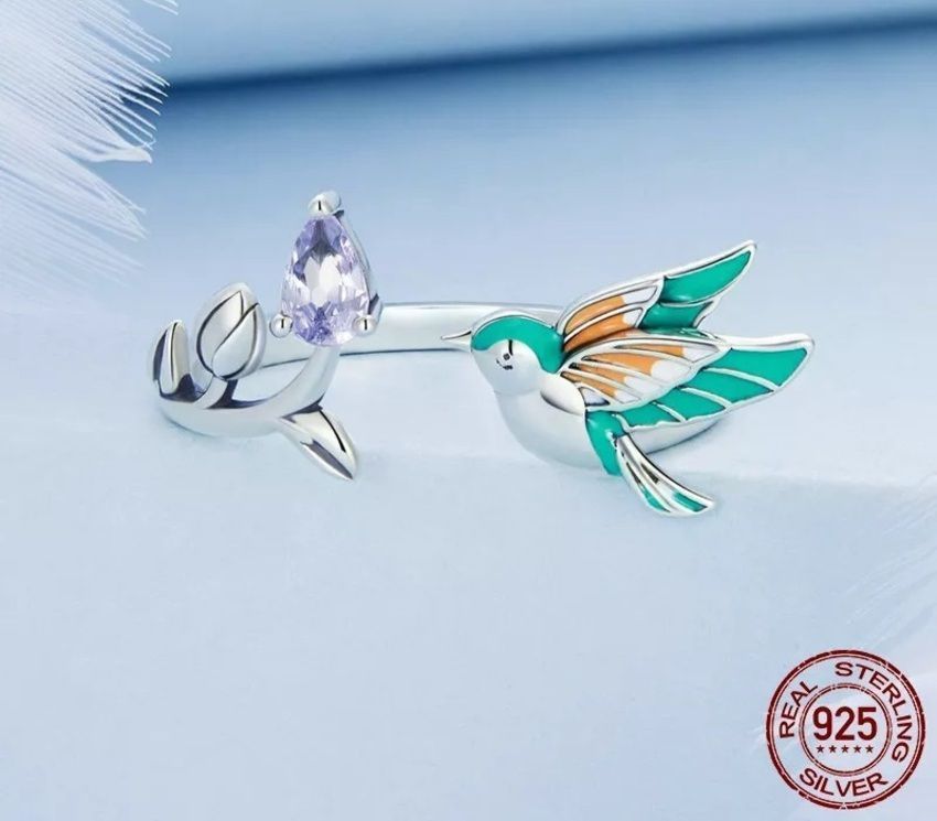 Anillo Colibrí Ajustable Multicolor Plata 925-1