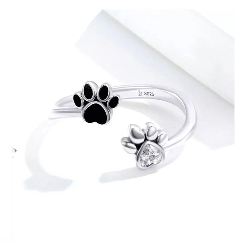 Anillo Huella Mascota Ajustable Plata 925-1