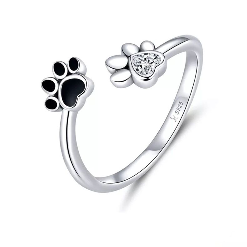 Anillo Huella Mascota Ajustable Plata 925-0