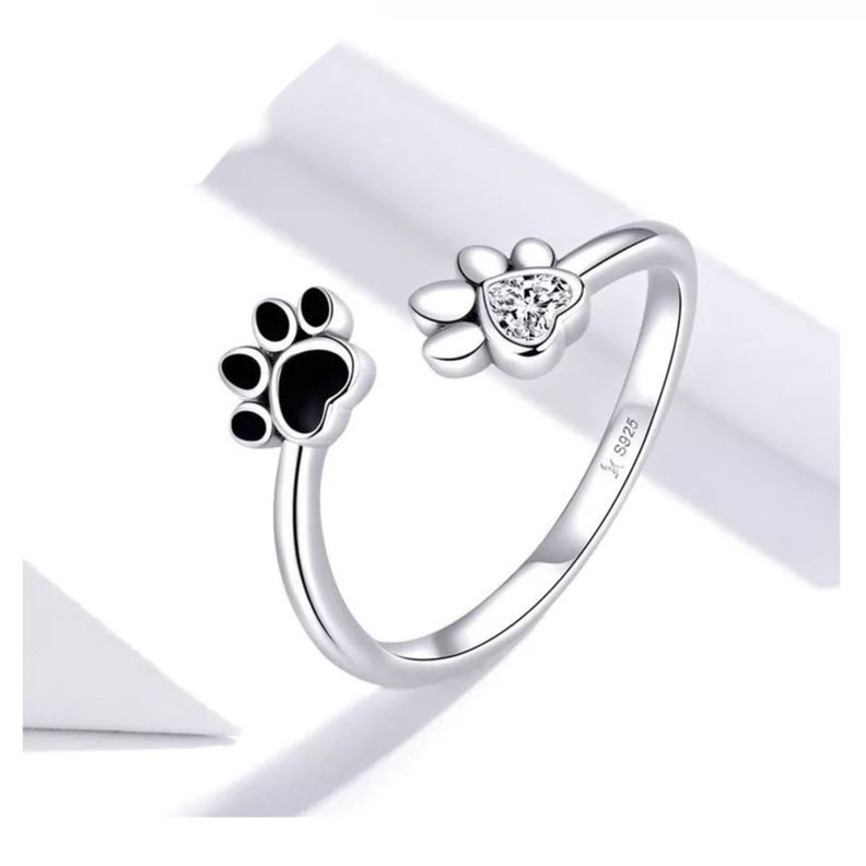 Anillo Huella Mascota Ajustable Plata 925-2