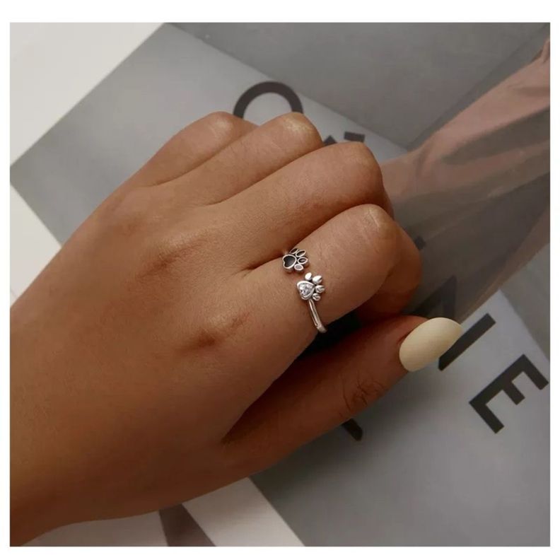 Anillo Huella Mascota Ajustable Plata 925-3