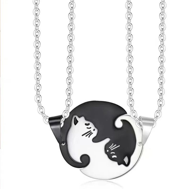 Collar Gatos Parejas Plata 925-1