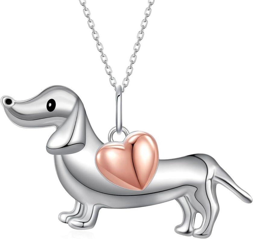 Collar perro salchicha dachshund corazón plata 925-0