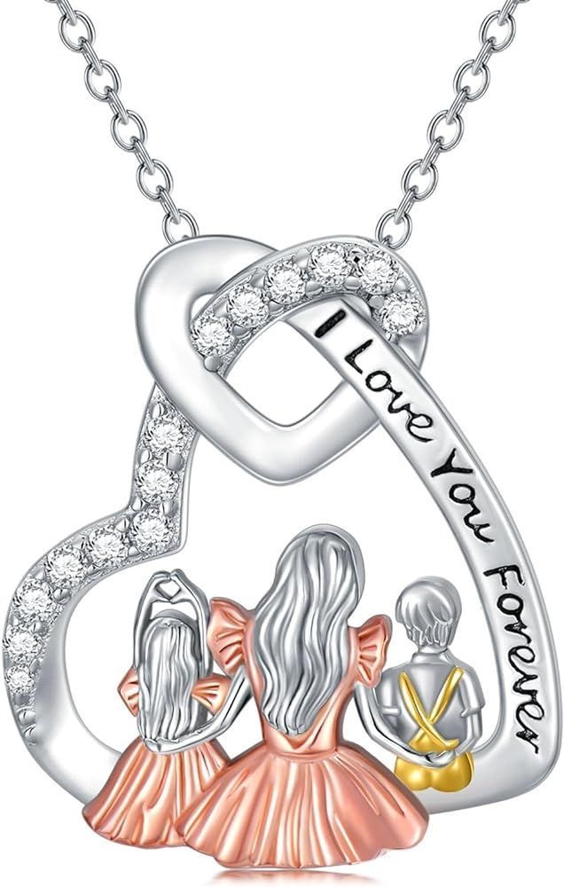Collar mamá dos hijos plata 925