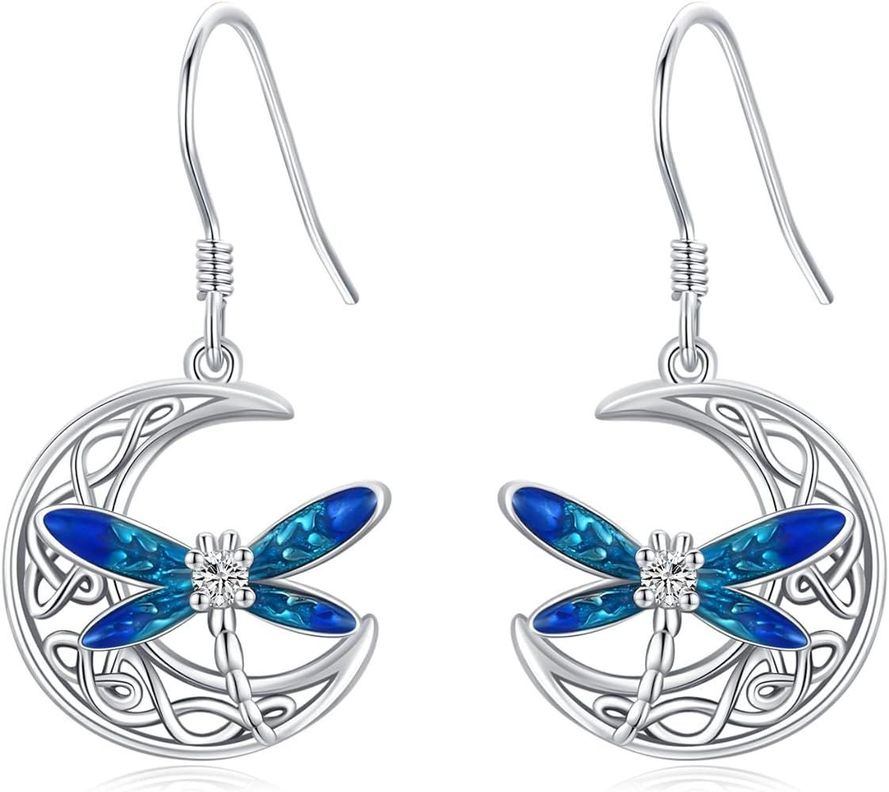Aros Pendientes Libelula Plata 925-0