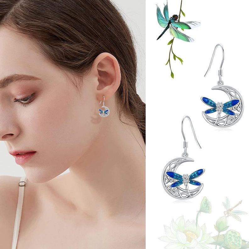 Aros Pendientes Libelula Plata 925-2