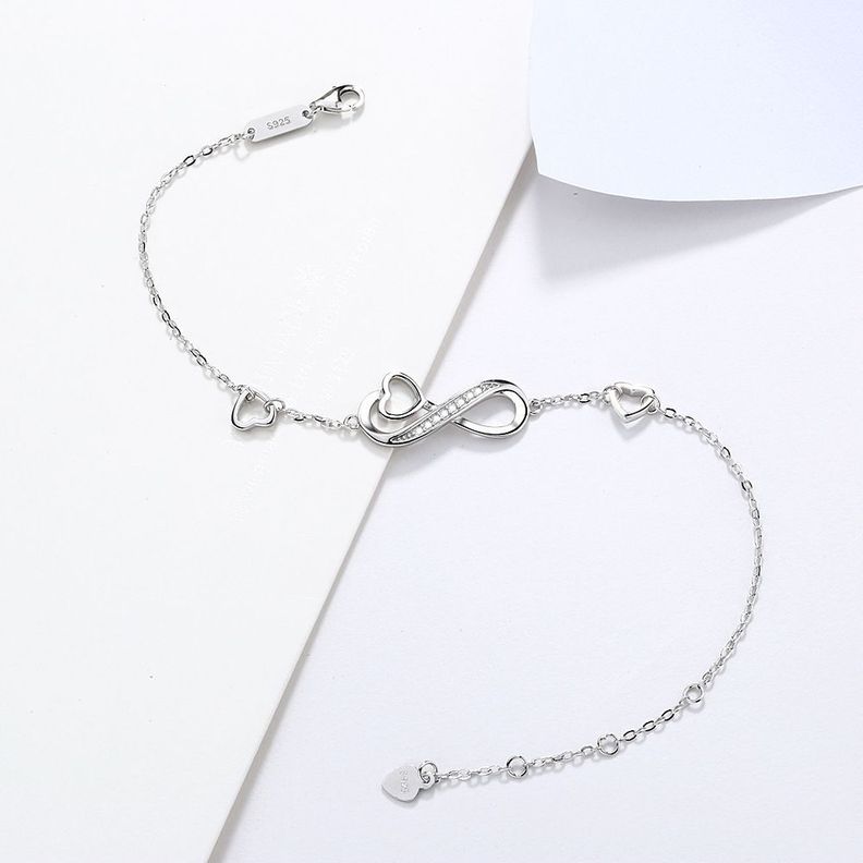 Pulsera Infinito Corazón moda  Plata 925-2