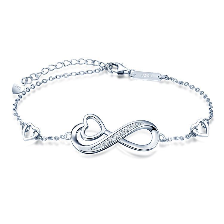Pulsera Infinito Corazón moda  Plata 925-0