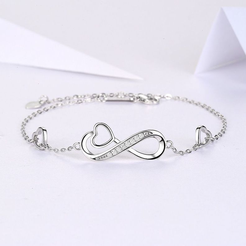 Pulsera Infinito Corazón moda  Plata 925-3