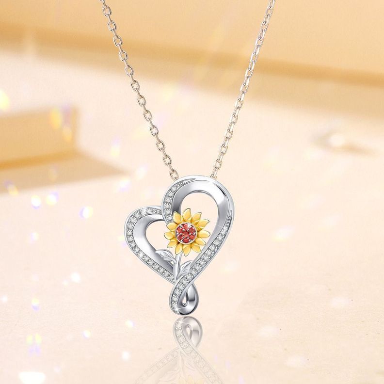 Collar Girasol Plata 925 Bañado En Oro Moda-1