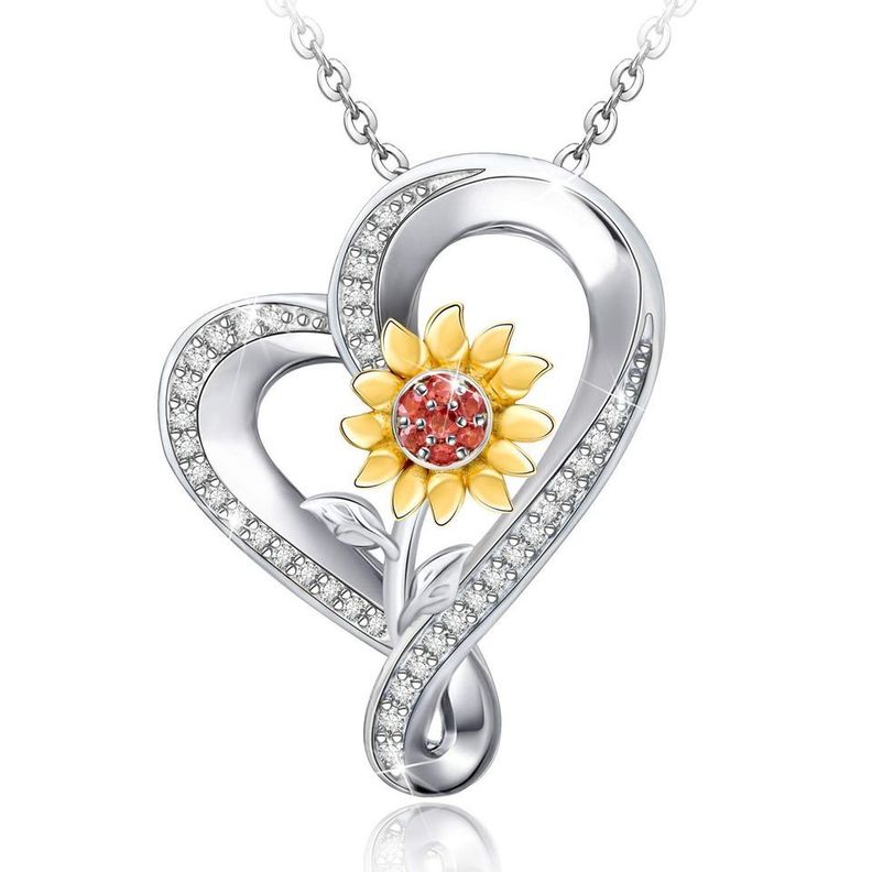 Collar Girasol Plata 925 Bañado En Oro Moda-0