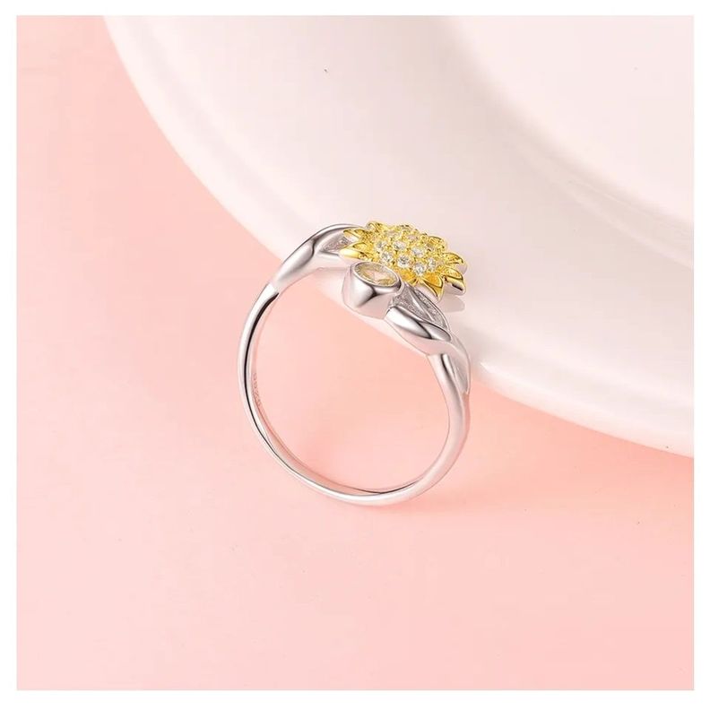 Anillo Girasol Ajustable Plata 925-2