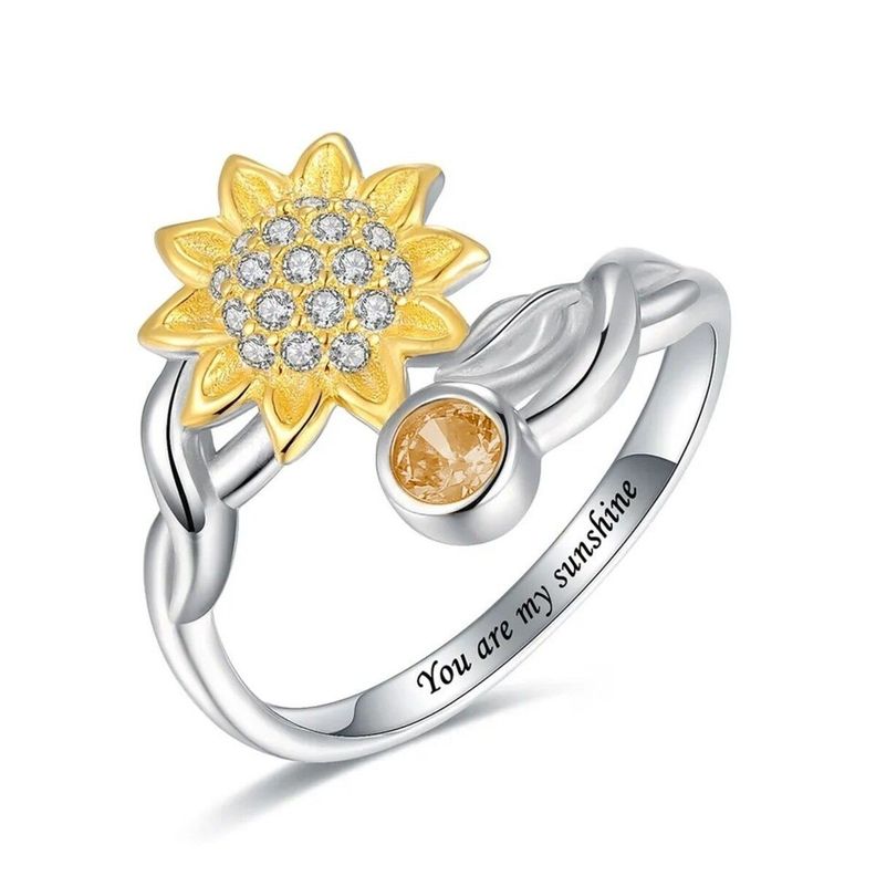 Anillo Girasol Ajustable Plata 925-0