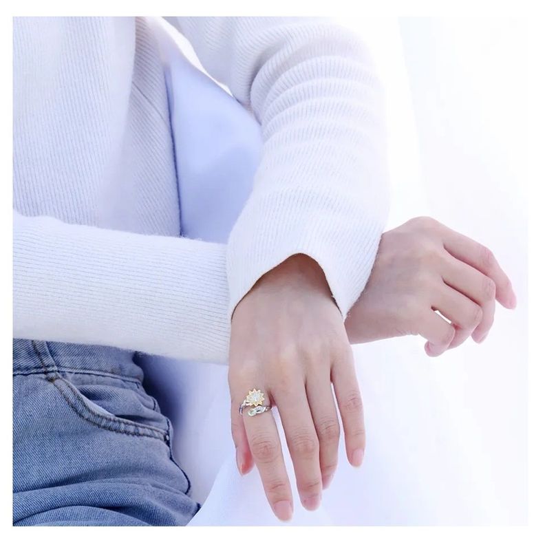 Anillo Girasol Ajustable Plata 925-3