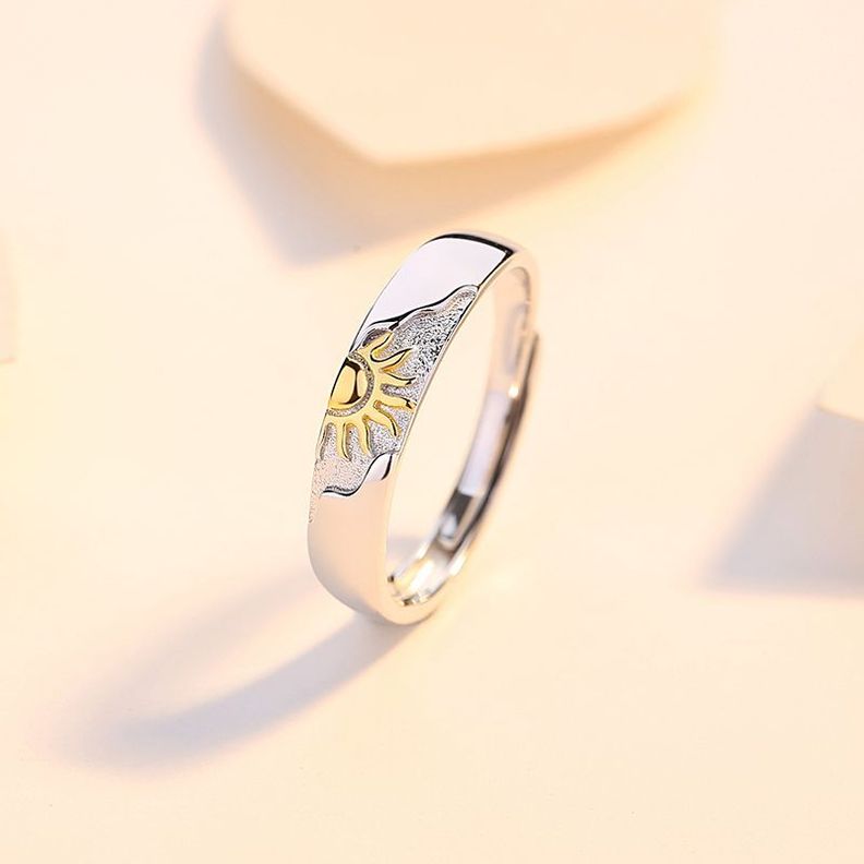 Anillos Parejas Sol Y Luna Ajustables Plata 925-4