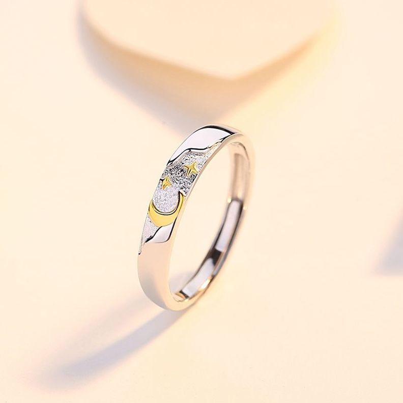 Anillos Parejas Sol Y Luna Ajustables Plata 925-3