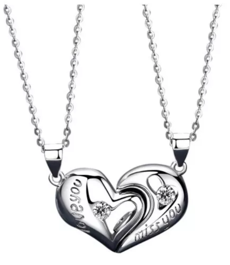 Collar Corazón Imanes Pareja Plata 925-0