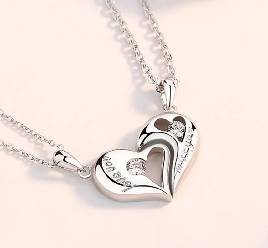 Collar Corazón Imanes Pareja Plata 925-1