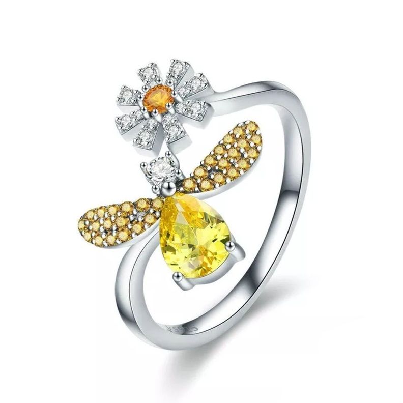 Anillo Ajustable Abeja Plata 925-0