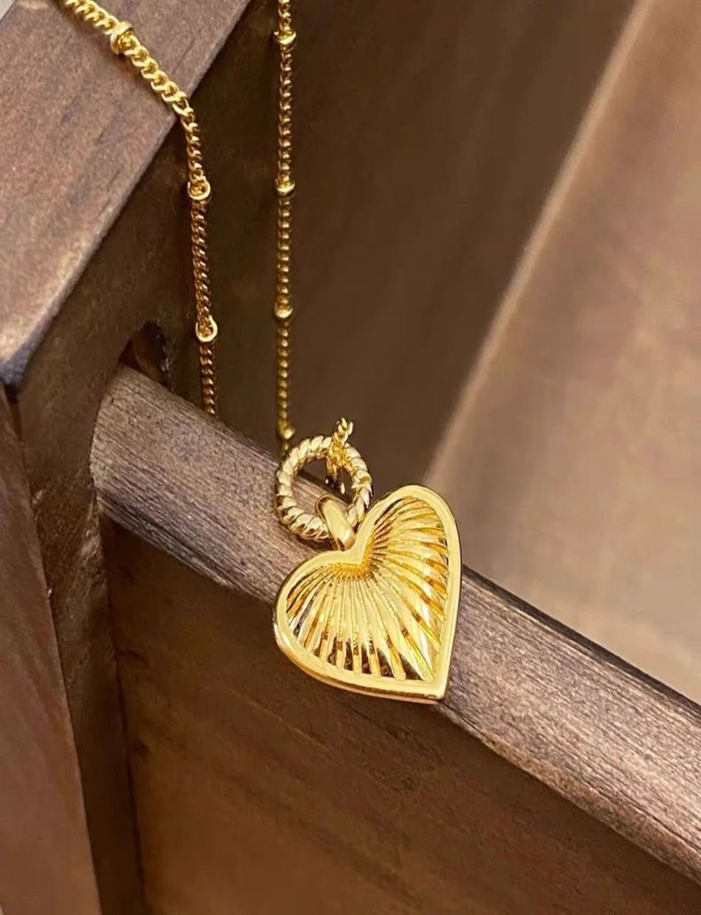 Collar Corazón Plata 925 Baño oro-2