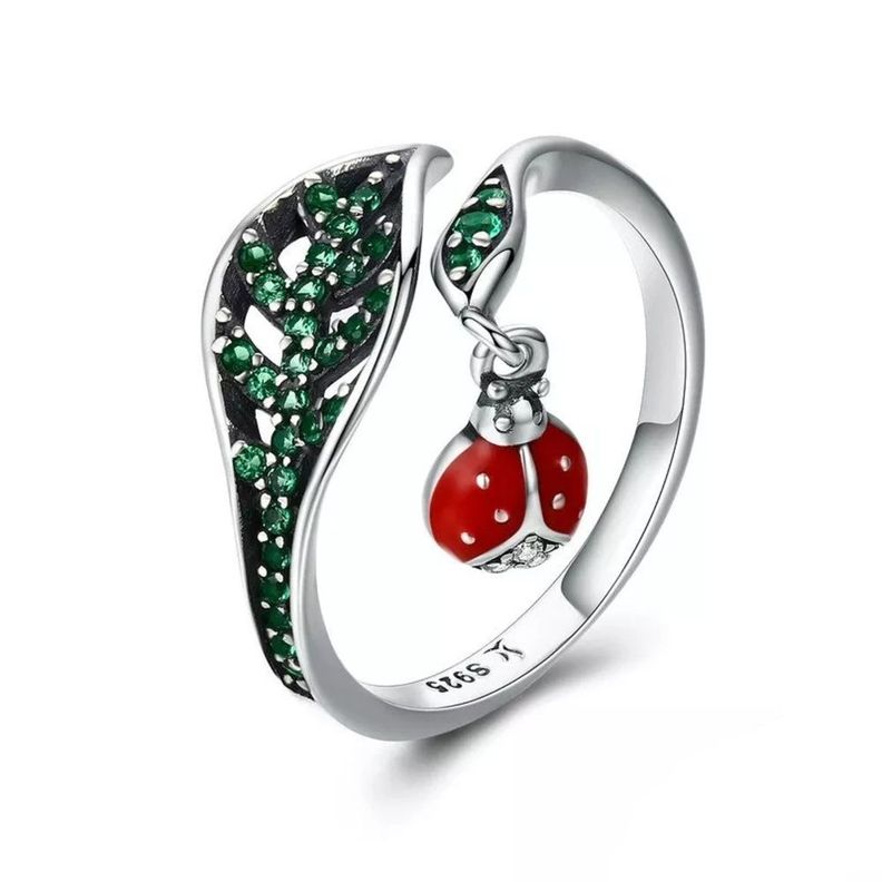 Anillo Plata 925 Hojas Chinita Ajustable-0