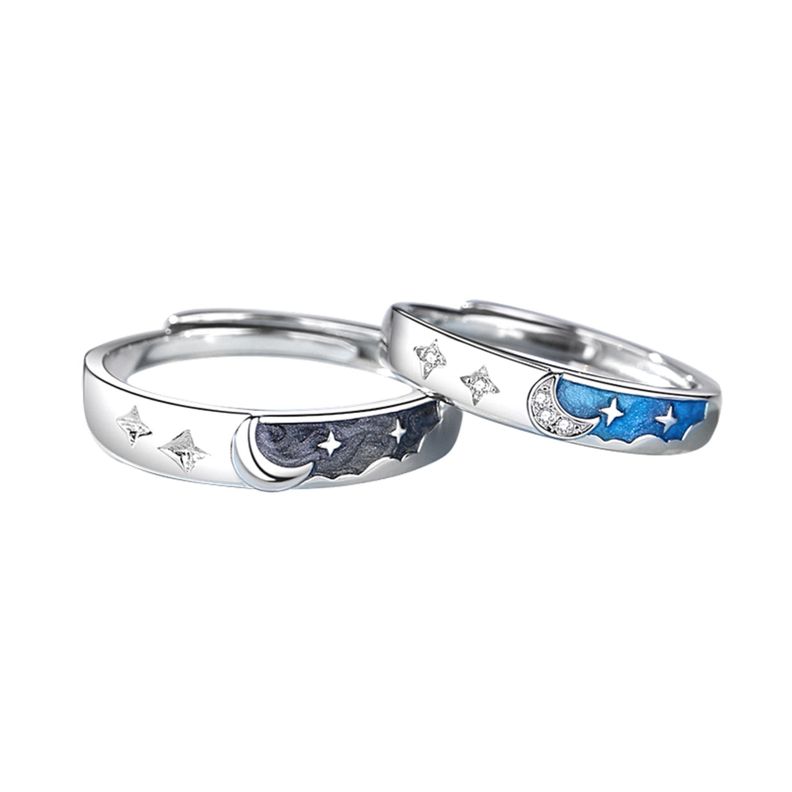 Anillos Parejas Van Gogh Luna Ajustables Plata 925-0