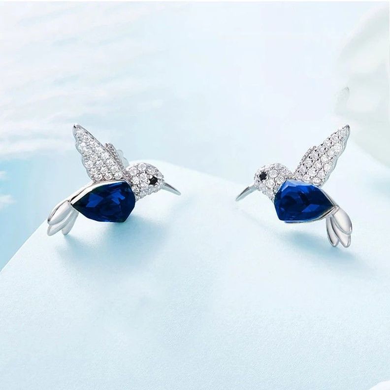 Aros Colibrí Plata 925 Elegante-2