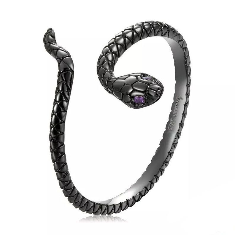 Anillo Serpiente Negra Plata 925